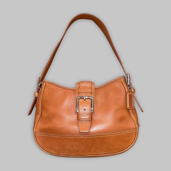Vintage Coach Legacy Tan Leather Buckle Shoulder Bag - Picture 1 of 8